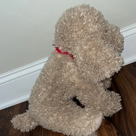 Kellytoy Puppy Dog Plush Stuffed Animal Tan Red White Heart Bandana Curly Coat - Picture 4 of 6